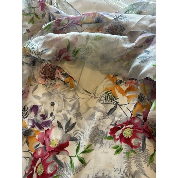 NWT ANALILI Sz XS/S Dress White Floral Print Silk Overlay Shift Wedding Guest - Picture 11 of 16